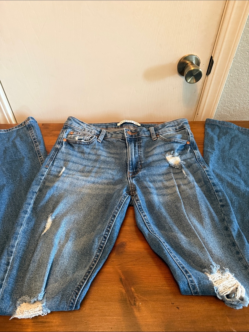 Celebrity Pink Distressed Medium Blue Flare Jeans